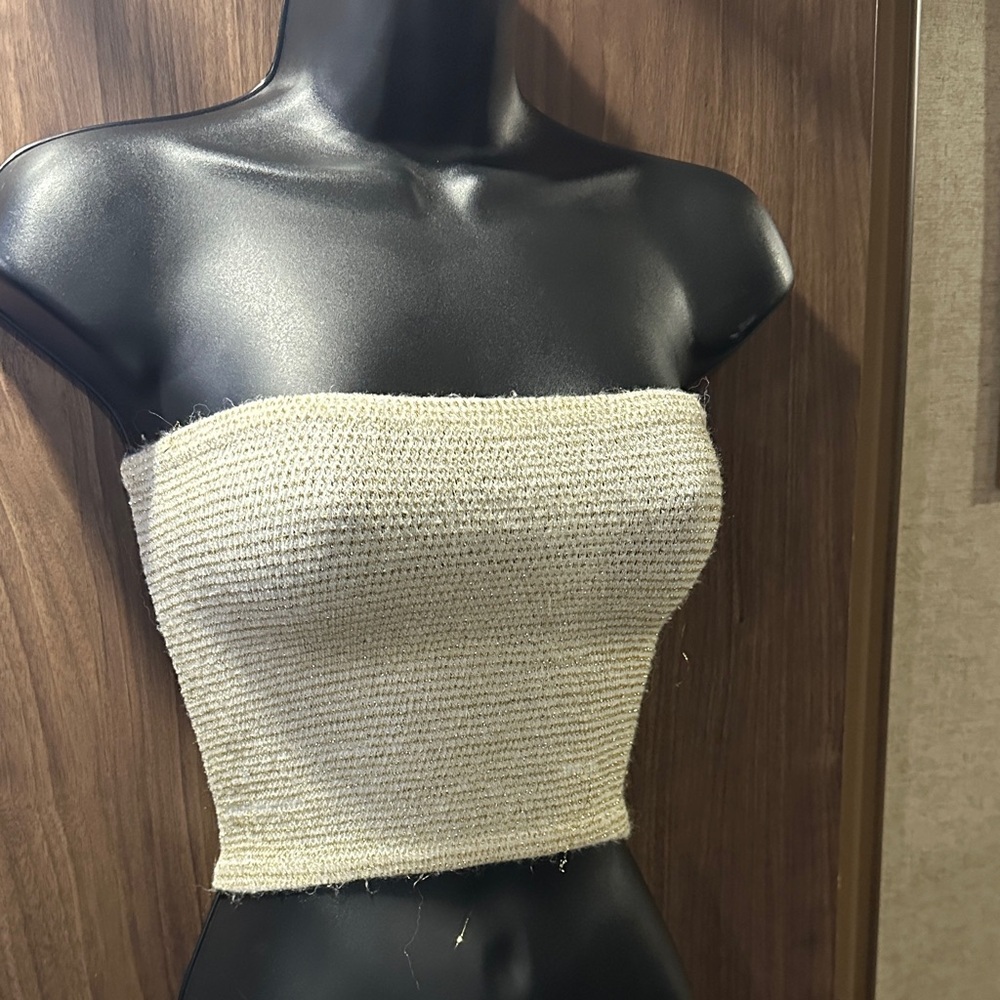 80s vintage Stylish Beige Knit stretchy Tube Top